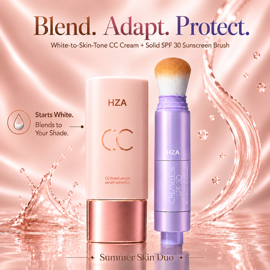 HZA Your Everyday Skin Perfection Routine — CC Serum + Solid SPF 30 Sunscreen Brush- Get 50% OFF!🔥